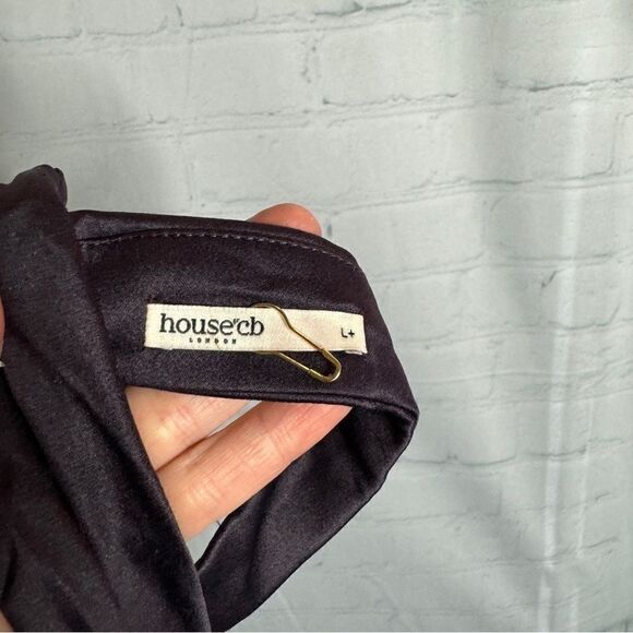 NEW House of CB purple satin draped open back mini dress size L+ - Picture 8 of 11